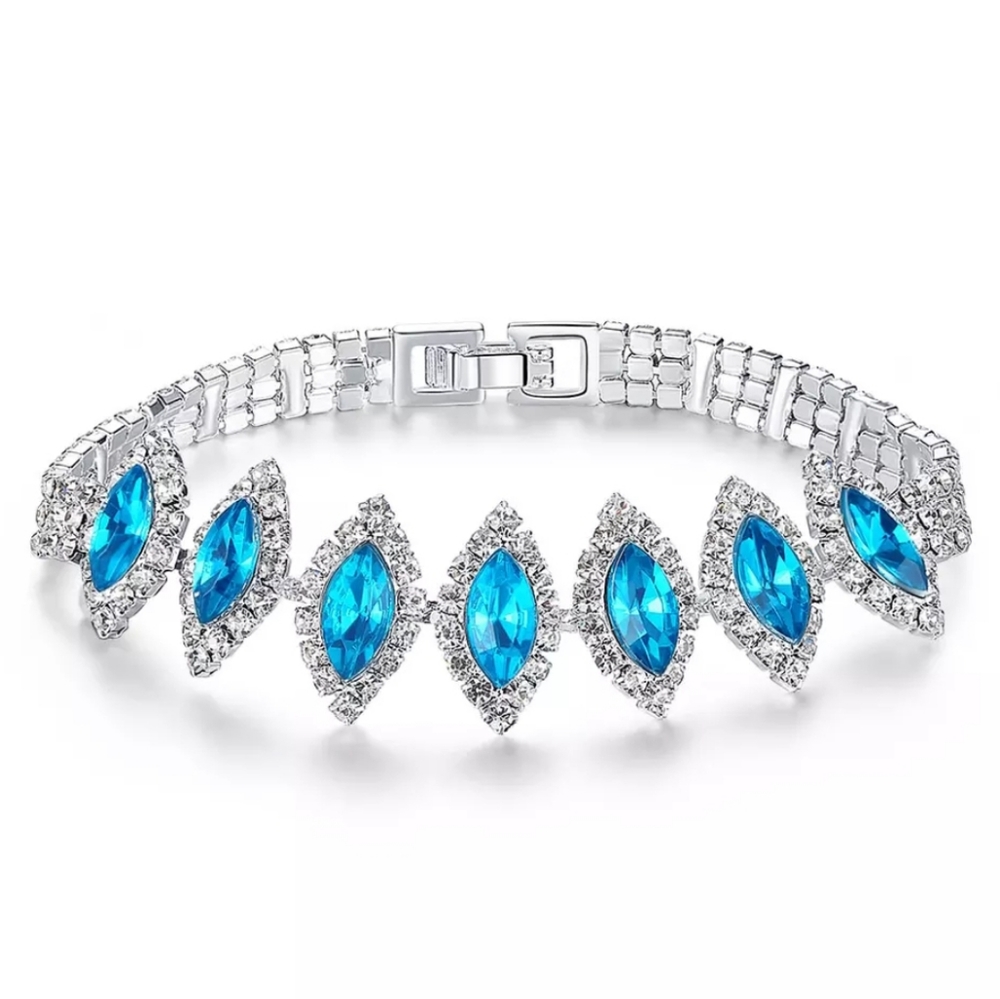 New beiver acid blue Crystal charm tennis bracelet - Picture 2 of 4